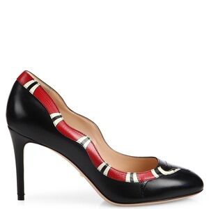 Gucci Black Leather KingSnake Pumps High Heels